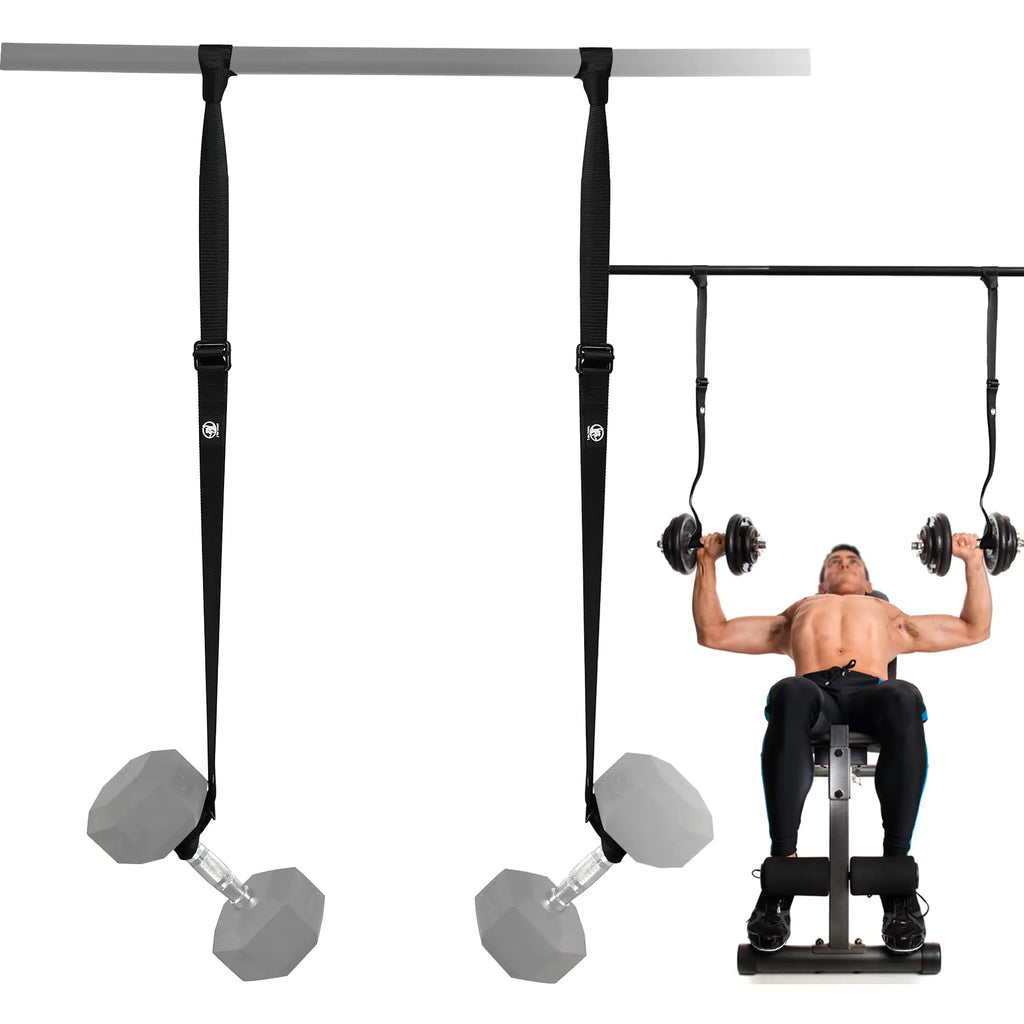 Dumbbell Spotter Straps Barbell Rack Attachment for Chest Bench Press Hanging Dumbbells Safety Hanger Straps
